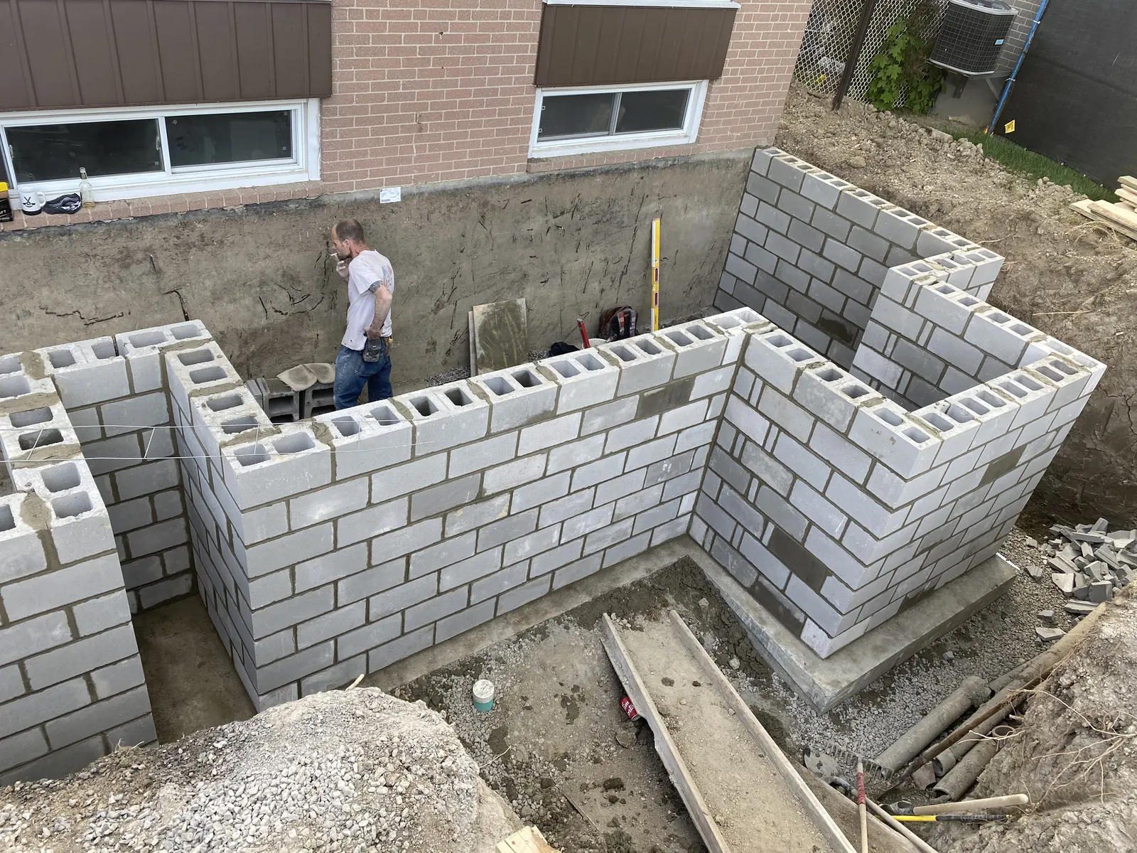 Concrete block foundation walls for a Toronto home addition