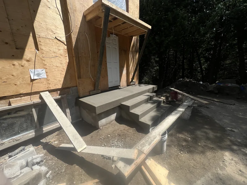 Concrete steps formed at a new addition in Whitby