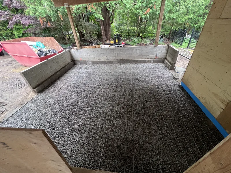 Compacted gravel and wire mesh ready for a slab pour in Whitby