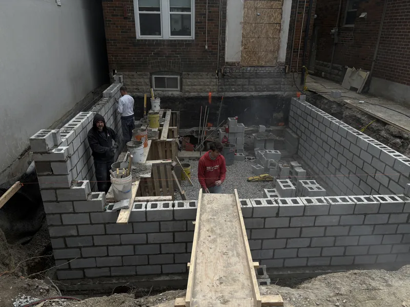 Foundation walls on a Toronto rear addition foundation