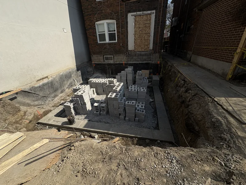First courses on a Toronto rear addition foundation