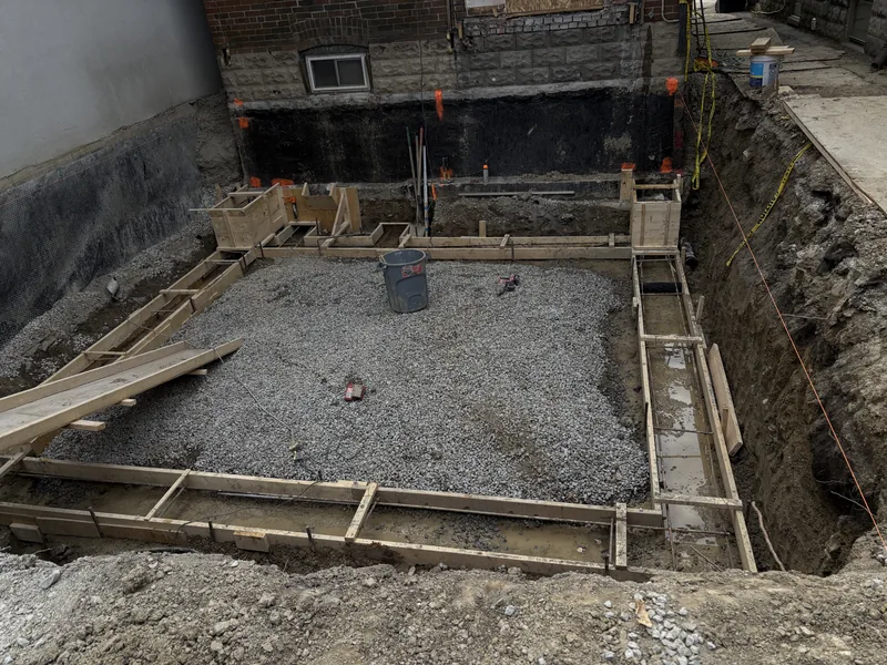 Footings on a Toronto rear addition foundation