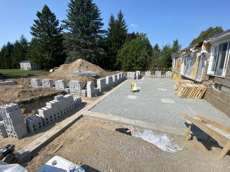 Block foundation walls for an addition near Hampton in Clarington, near Bowmanville