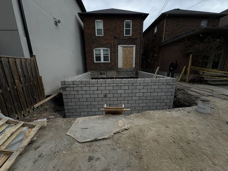 Walls complete on a Toronto rear addition foundation